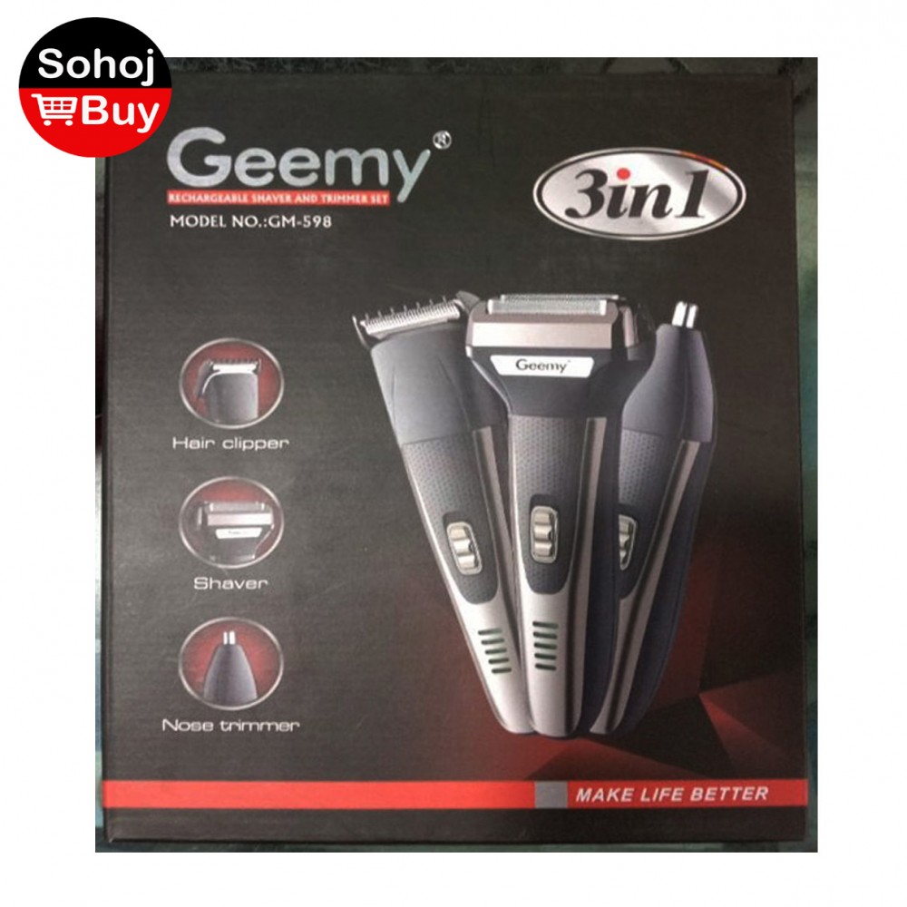 Trimmer Geemy GM-598 3 In 1 Hair And Beard